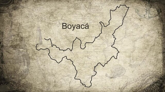 Boyaca Columbia map drawn on a cartography background sheet of paper