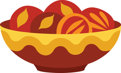 Bowl of fresh oranges isolated on transparent background, Vector, illustration