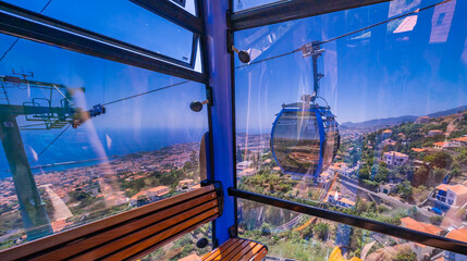 Panoramic View of Funchal from Funchal Cable Car, Teleferico Do Funchal, Madeira, Portugal, Europe
