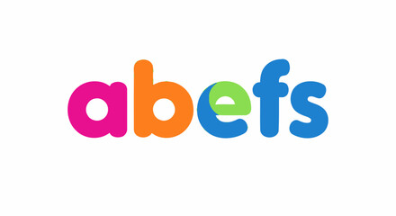 Colorful lowercase alphabet letters a b e f s in playful font. © STOCK MANIA