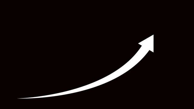 Abstract arrow growth chart of economy icon white color animated down to up arrow animation direction animation. on black background.