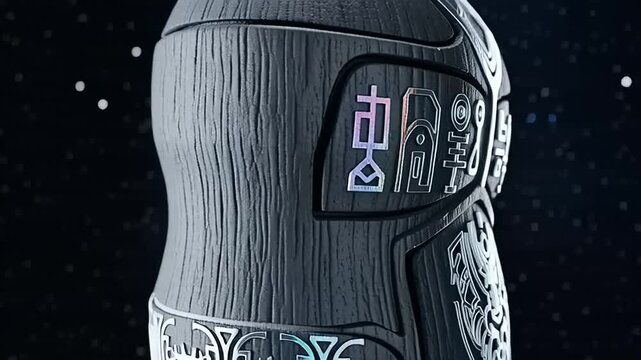 Futuristic Space Suit with Neon Symbols.