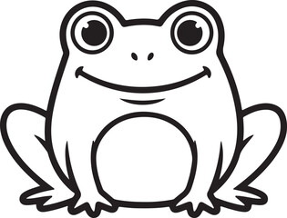 Cute cartoon frog smiling isolated on transparent background