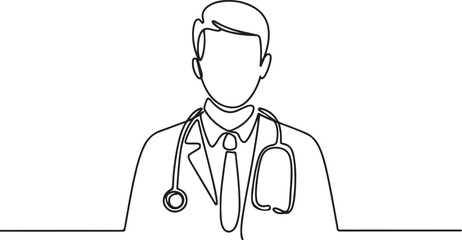 Fototapeta premium vector illustration of a doctor simple continuous one line drawing.one line icon illustration with white background