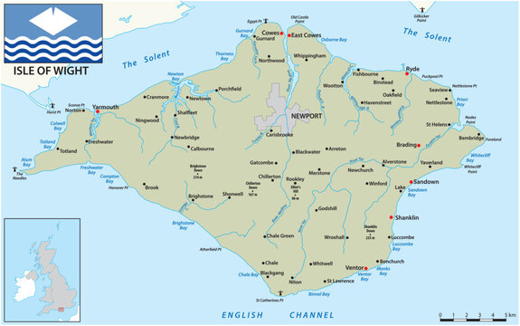 Map of Isle of Wight, UK