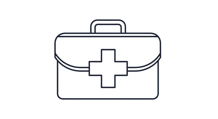 Obraz premium Doctor's Bag or Medical Briefcase Outline Icon for Professional Healthcare Visits on an Isolated White Background.