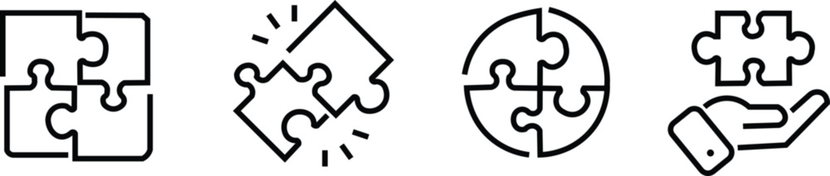 Puzzle Piece Icons Showing Connection And Collaboration Concepts