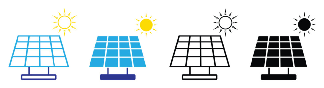 solar panel icon. eco friendly clean energy, renewable energy, sustainable electricity symbol. vector illustration. solar power sign. pv panel.