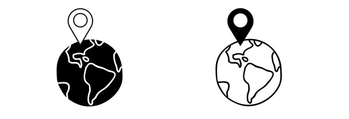 Obraz premium Earth vector illustration with map pointer, location pointer on earth, 