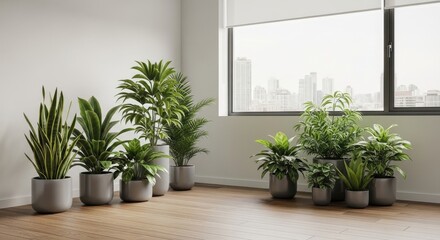 Fototapeta premium Indoor Plants in Modern Office Space.