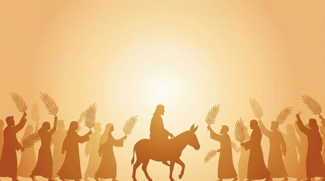 Jesus Christs Triumphal Entry into Jerusalem on Palm Sunday, with Cheering Crowds.