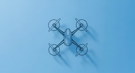 Isometric illustration of a drone on a blue background with shadows