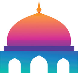 Colorful mosque dome illustration isolated on transparent background, Vector, illustration