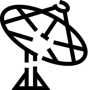 Satellite dish vector icon illustrating modern telecommunication, broadcasting, television, and internet connectivity, collecting and transmitting signals across networks