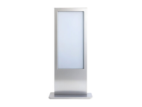 Blank digital advertising kiosk mockup, front view isolated on white background, PNG. AI Generated
