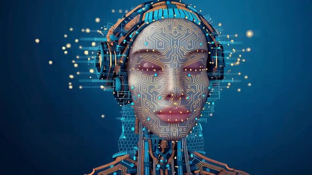 The concept of LLM, Large Language Model ,AI,with icons concept.Artificial intelligence or a cyborg/android,deep learning ,language model ,Vector data, illustrator.	