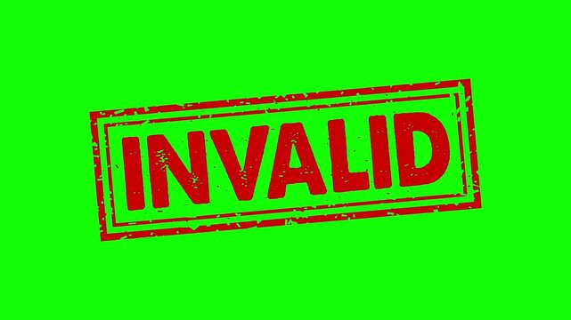 Invalid rubber stamp animation. invalid texture text Up to down motion graphics. stamp zooming and hit effect 4k video.