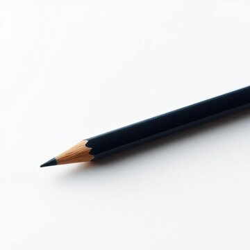 A single, unsharpened graphite pencil rests on a clean white surface,  concept,  ideas