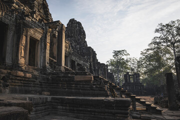 Fototapeta premium Detalles en el templo de Bayon ( Mil Caras) en Angkor Wat, Camboya