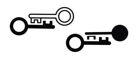 Old key icon. black keys on white background for unlocking concepts.  © Jannat