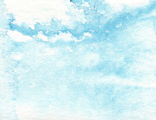 authentisches Aquarell, hellblauer Hintergrund mit Textfreiraum