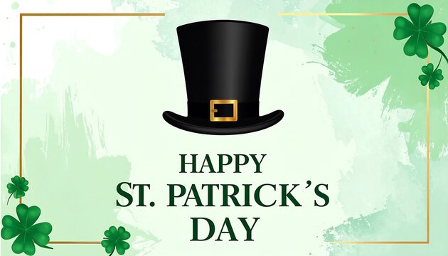 St.Patrick's Day flyer template. Banner background with clover leaves and typography design elements AI Generative