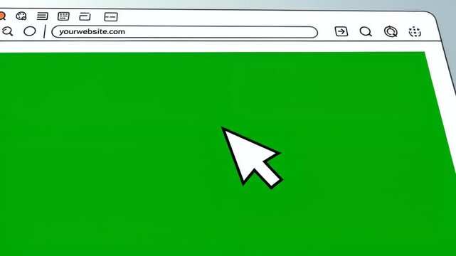 Browser window with green screen and cursor