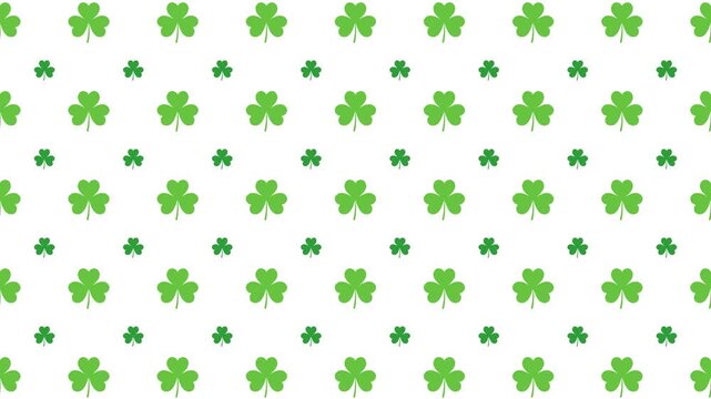 Green shamrock pattern background loop for St. Patrick's Day decoration.