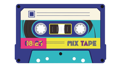 Naklejka premium Retro Cassette Tape Mix Tape 80s 90s Nostalgia Music Vintage Audio Recording