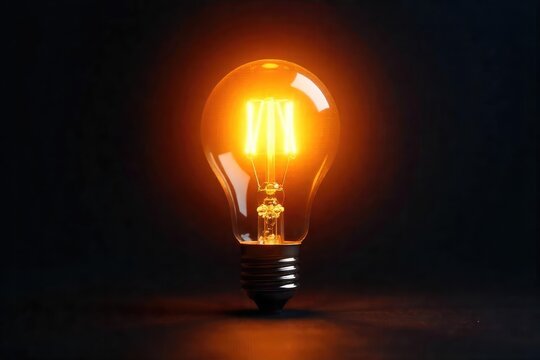 A glowing light bulb illuminates a dark background, radiating bright light and casting a soft glow Perfect for concepts of ideas, innovation, inspiration, and creativity , solution, dark