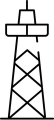 Berlin television tower outline with a transmission sphere atop a lattice structure, representing communication, broadcast, and urban landmark architecture icon concept © vectorwin