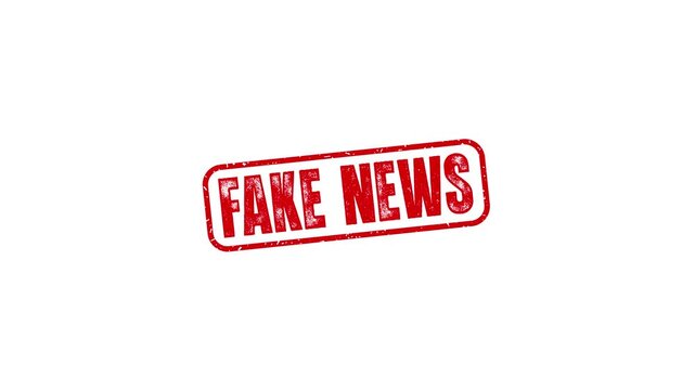Fake news rubber stamp animation. fake news texture text Up to down motion graphics. stamp zooming and hit effect 4k video.