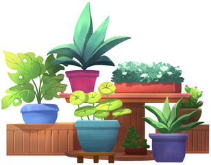 Obraz premium Indoor Plant Corner Home Decor Illustration