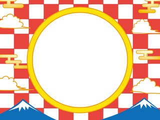 Obraz premium 年賀状、富士山、富士、正月、イラスト、年賀、日本、新年、和風、