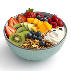 Delicious breakfast bowl with fresh fruit and granola