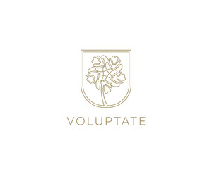 Obraz premium Lined tree logo icon design. Universal premium solid symbol. Park nature bio farm sign logotype