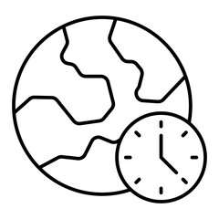 time zone sync line icon with editable stroke