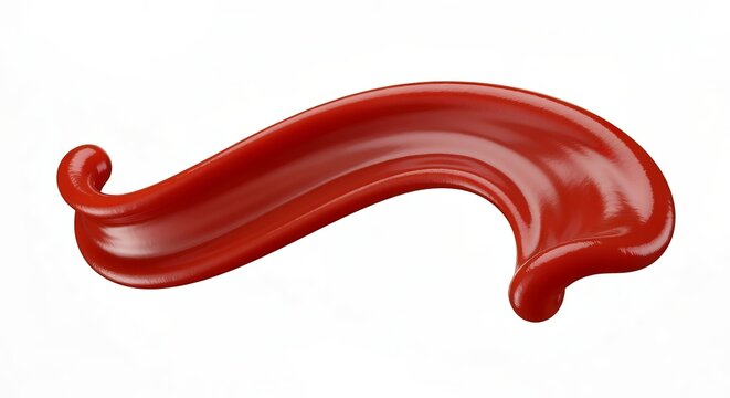 Dynamic Ketchup Ribbon in Mid-Flight, Capturing the Essence of Culinary Artistry in Motion