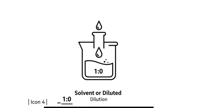 Dilution Icon: Beaker with Dropper and Test Tube, Scientific Research, Chemistry Lab