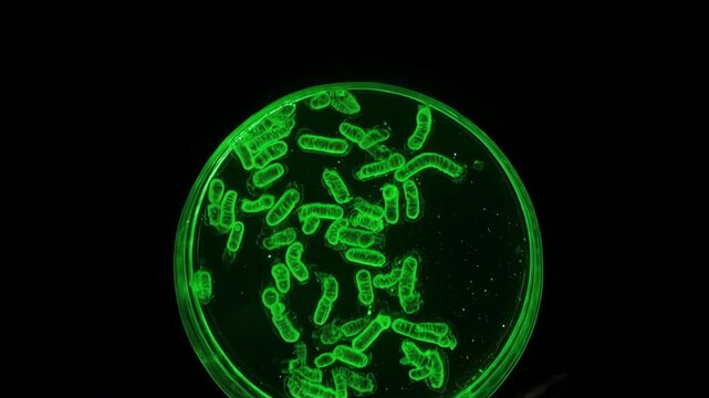 Close up green bacteria virus in the cavendish in a laboratorium