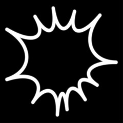 Minimalist White Comic Book Explosion Frame Isolated on Black Background for Pop Art Designs, Social Media Action Alerts, and Creative Dialogue Boxes.