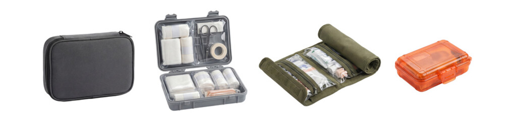 Fototapeta premium First aid travel kit set.