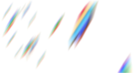 Obraz premium Blurred light trails against pure white, chromatic dispersion effect, digital art, motion blur, abstract composition.