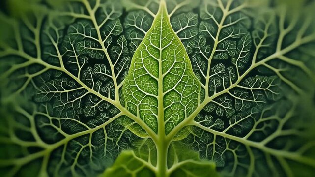 Intricate Green Leaf Vein Pattern