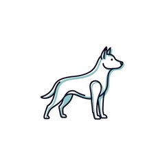 Fototapeta premium Serene Monoline Dog Icon with Cool Tones, Featuring Elegant Double Shading-