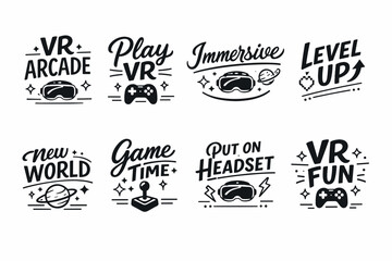 Fototapeta premium Vr gaming icons set with headsets and controllers