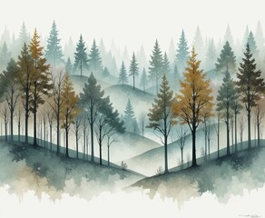 foggy forest in the morning