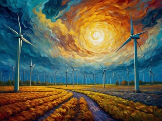 wind turbines farm