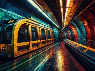 subway train in motion