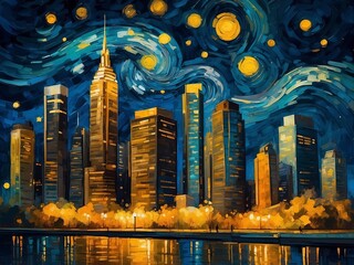 night view of the city illustration